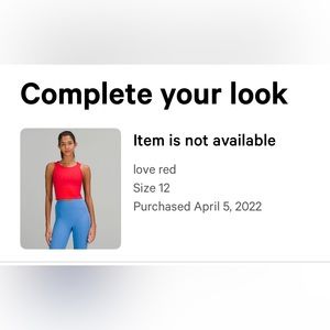 lululemon Power Pivot Ribbed Tank Love Red size 12